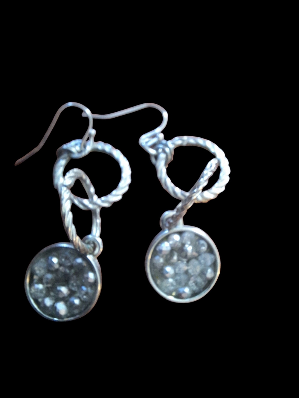 Silver-Tone Textured Drop Earrings